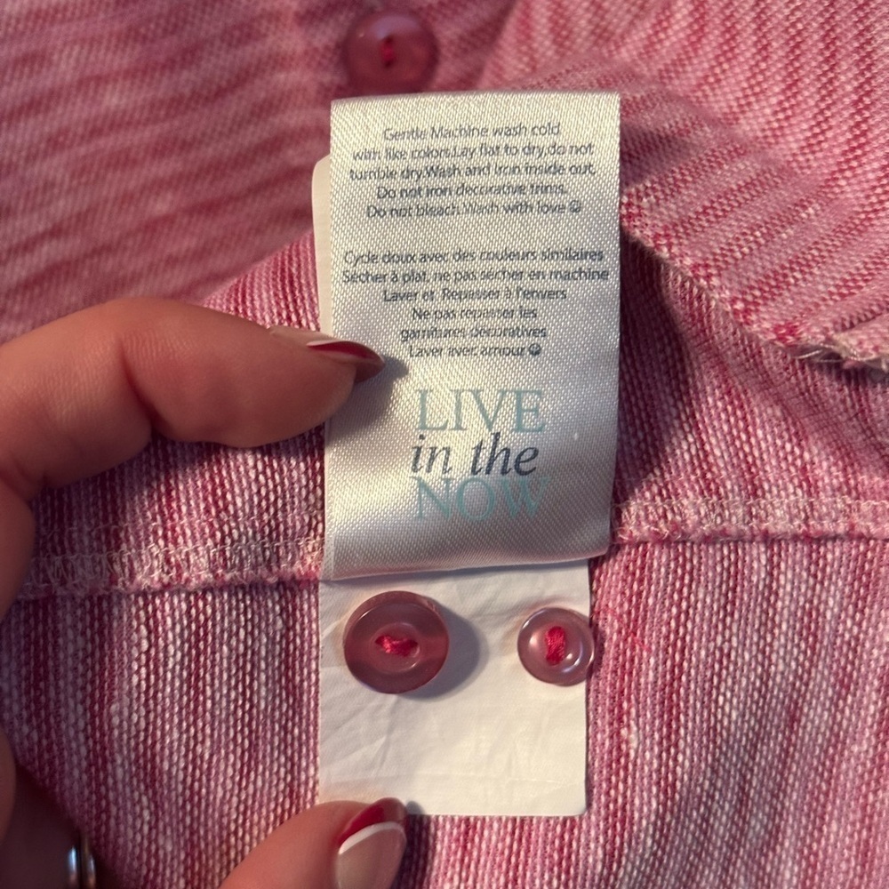 Stone Rose Linen Short Sleeve Button Down, Pink, Size Small - Picture 3 of 7
